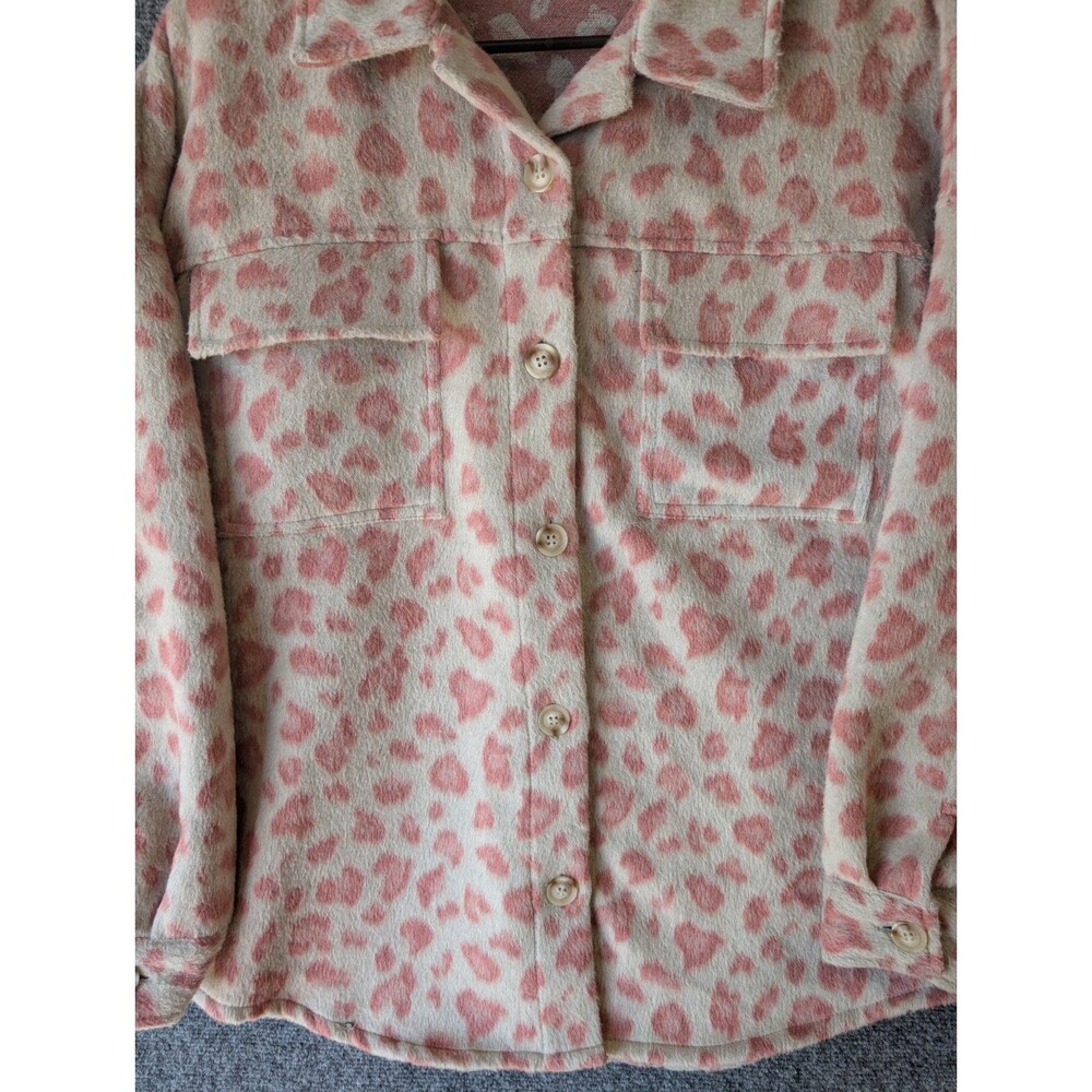 Blue B Leopard Print Fringe M Shacket Western Boho Brushed Flannel Jacket Cowgir - Picture 5 of 13